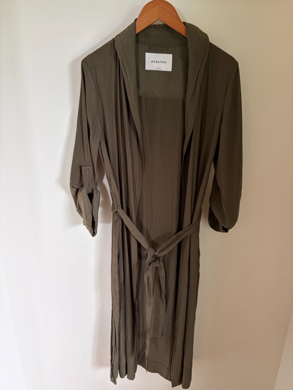 Babaton Olive Drape Belted Trench